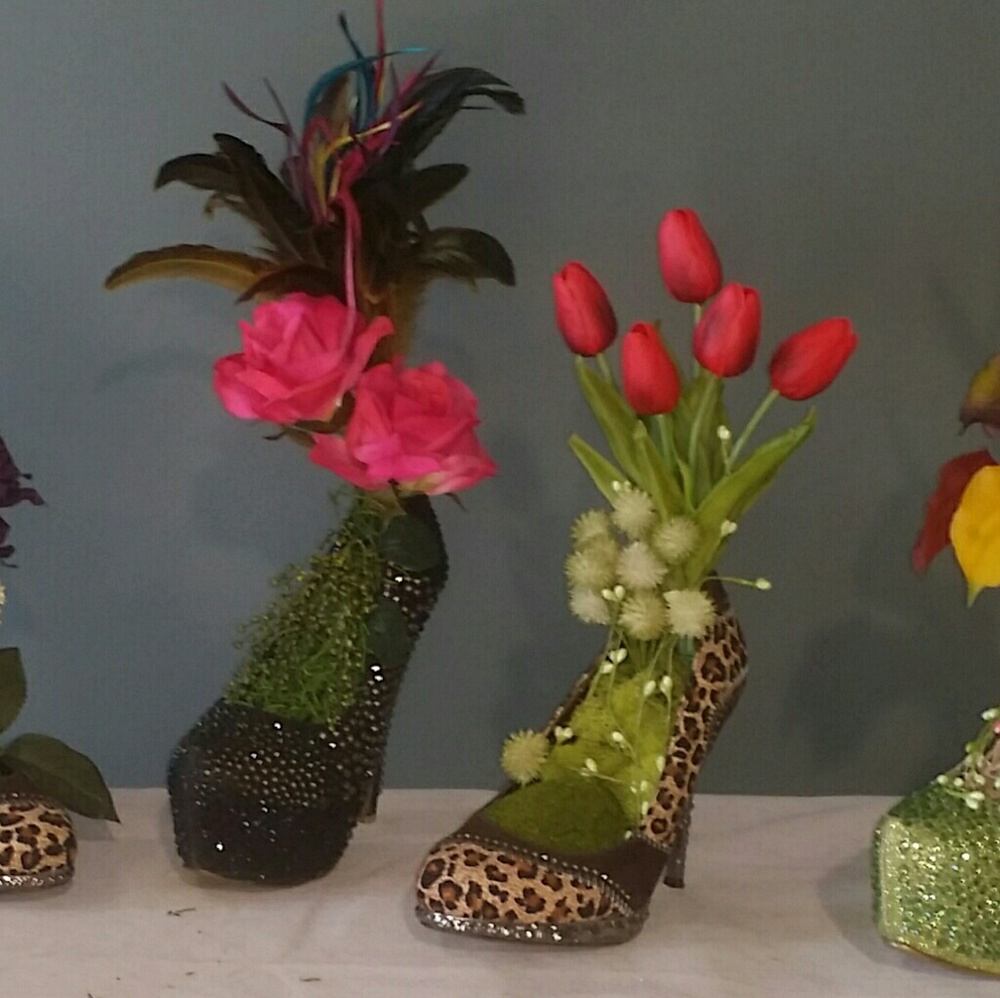 Real high heel shoes with faux flowers